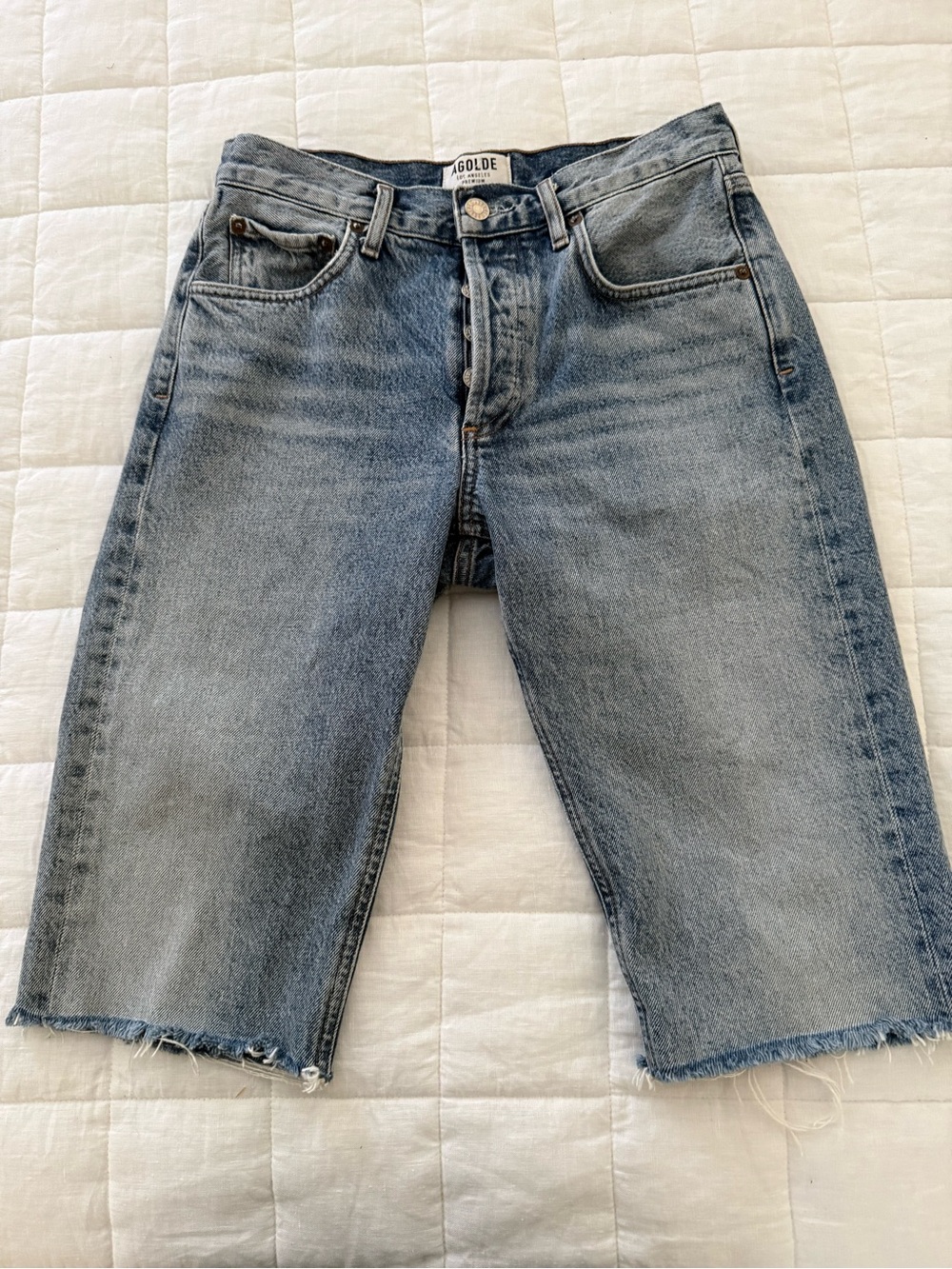 Agolde Blue Denim  Bermuda Shorts